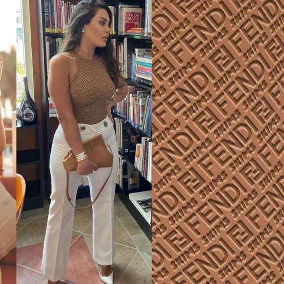 Fendi x SKIMS High Neck Bodysuit in California Tan Large - Picture 3 of 13